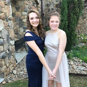 A size 6 petite dark blue  mermaid formal dress